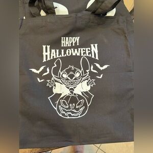 Black Halloween Tote Bag with Stitch Design